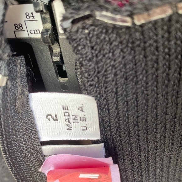 St. John Vintage Black Dress Size 2 Illusion Sparkly Snowflake Mock Turtleneck - Picture 9 of 17